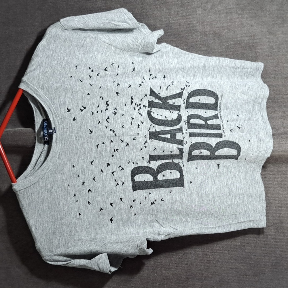 Bluheaven The Beatles Song Blackbird Grey Black Cropped Graphic Tee G S